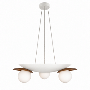 Pendente Aura 44 com Cúpula 44cm, 3 Globos de 10cm e LED de Luz Indireta – Golden Art Iluminação Decorativa T2301-44PI