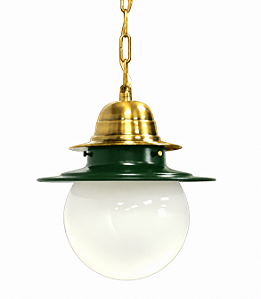 (Latão e Pintura) Pendente COLONIAL Golden Art T261-15LTPI com Bola de Vidro Ø 15 cm Pintura –
