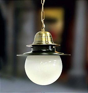 Pendente COLONIAL com Bola de Vidro Ø 20 cm Pintura – Golden Art  T261-20LTPI