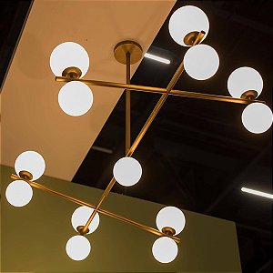 Pendente Gangorra com 13 Soquetes G9 em Latão – Golden Art Iluminação Decorativa T1860-13LT