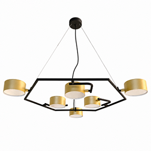Pendente NELL Losango com 6 Focos LED 6W e Braços Giratórios – Golden Art Iluminação T8807-6PI