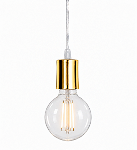 Latão - Pendente Golden Art Iluminação T1000LT Off com Fio Lonado 1,00m em e Soquete E27 – Decorativa
