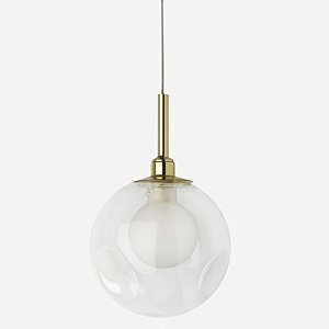 Pendente PI com Bola Dupla 12cm Amassada Transparente e Soquete G9 em Latão – Golden Art T2851LT