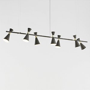 Pendente Picasso Linear 170cm com 7 Cones em Latão e Soquetes E27 – Golden Art Iluminação Decorativa T1071-7LT