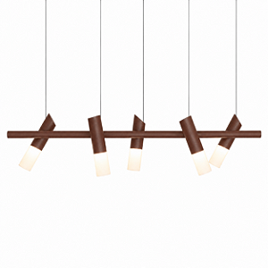 (Pintura) Pendente TAQ de Teto 130cm com 5 Focos GU10 em Aço e Alumínio – Golden Art T2422-5PI