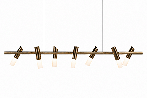 (Latão - Especiais) Pendente TAQ de Teto 180cm com 7 Focos GU10 em – Golden Art T2422-7LT