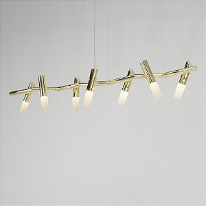 Pendente TAQ de Teto 180cm com 7 Focos GU10 em Latão – Golden Art T2422-7LT