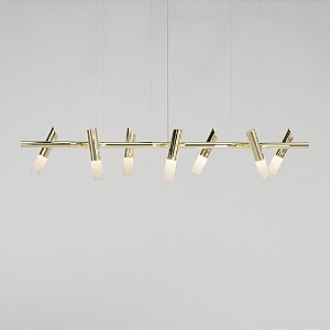 Pendente TAQ de Teto 180cm com 7 Focos GU10 em Latão e Alumínio – Golden Art T2422-7LTPI