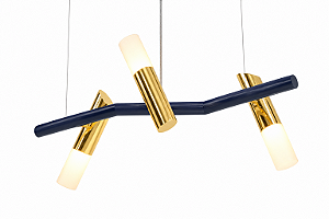 Pendente TAQ de Teto 80cm com 3 Focos GU10 em Latão e Alumínio – Golden Art T2422-3LTPI