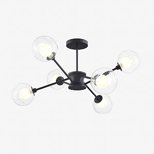 Plafon BRAID 40cm com 6 Soquetes G9 e Acabamento em Pintura – Golden Art T2802PF-6PI