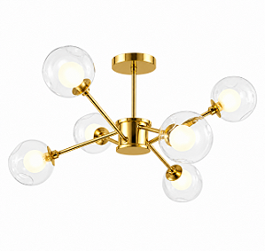 (Latão - Especiais) Plafon BRAID 40cm Golden Art T2802PF-6LT com 6 Soquetes G9 – Iluminação