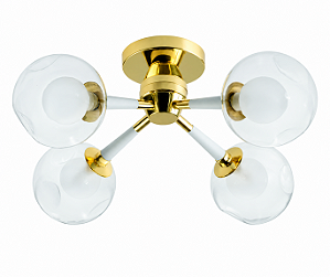 (Latão - Especiais) Plafon KOLL 40cm 4 x G9 – Golden Art Iluminação T2805PF-4LT