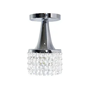 Plafon PYLLO em Latão com Cristais Ø12cm e 1 Soquete E27 – Golden Art Iluminação T9020PLT