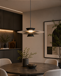 Pendente Tule LED Ø50cm x 30cm – LED Integrado 26,5W 3000K | Usina Design Iluminação 19800-50LED3