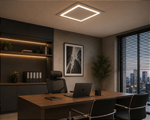 Plafon Sharp LED 38x38cm – LED Integrado 56W 3000K | Usina Design Iluminação 19690-38LED3