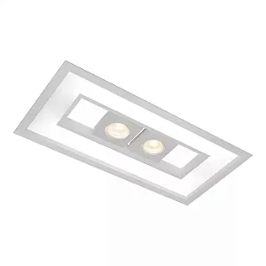Embutido Focus Retangular 305x635x100mm com T8 LED e MR16 – Iluminação Central Técnica 4554-65