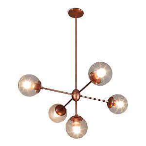 Pendente Bubbles 5 Globos Ø140mm com Haste Fixa E27 G45 – Iluminação Decorativa de Alto Impacto 16330-5