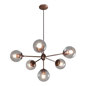 Pendente Bubbles 6 Globos Ø140mm com Haste Fixa E27 G45 – Iluminação Decorativa Imponente 16330-6