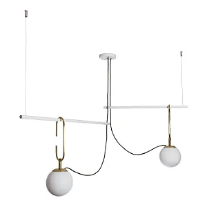 Pendente Quíron com 2 Globos Ø140mm e Gancho 230mm – Iluminação Decorativa Escultural 16605-2