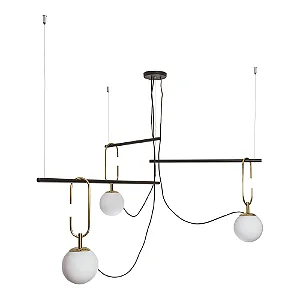 Pendente Quíron com 3 Globos Ø140mm e Gancho 230mm – Iluminação Decorativa Escultural 16605-3