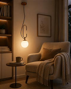 Pendente Quíron com Globo Ø140mm e Gancho 230mm – Iluminação Decorativa Contemporânea 16607-1