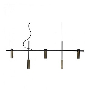 Pendente Barão Usina Design Suspensão Cabos de Aço e Cabo Rayon 38x1210x435mm 5 Lâmpadas MR11 16815-5