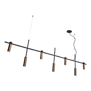 Pendente Barão Usina Design Suspensão Cabos de Aço e Cabo Rayon 38x1760x435mm 7 Lâmpadas MR11 16815-7
