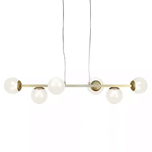 Pendente Mousse Usina Design Globo Ø120 Fio Cristal Canopla Central 266x980x206mm 6 Lâmpadas G9 16821-6