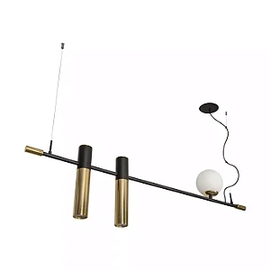 Pendente Vittu Usina Design com Globo de Vidro 140x1200x300mm 2 MR16 + 1 E27 G45 16845-120