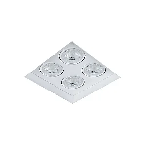 Embutido no Frame Grid Usina Design Quadrado com 4 Focos para Lâmpada MR11 NF349-4P