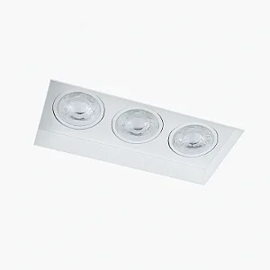 Embutido no Frame Grid Usina Design Retangular com 3 Focos para Lâmpada AR111 NF354-3P
