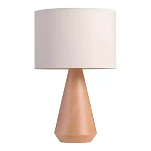 Abajur de Mesa Madelustre Garabe Cônico 50cm Linho Madeira E27 3196-