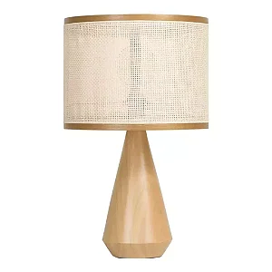 Abajur de Mesa Madelustre Garabe Cônico Ø32x25cm Tela Sintética Madeira E27 3196-87