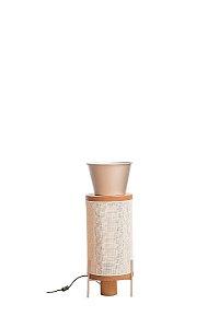 Abajur de Mesa Madelustre Garden Ø20x60cm Tela Sintética Cachepô Dourado MR16 3291