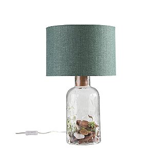 Abajur de Mesa Madelustre Garrafa Média Ø30x57cm Linho Cristal Martelado E27 3317
