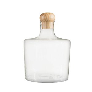 Abajur de Mesa Madelustre Garrafão Grande Cilindro Ø35x46cm Cristal Liso Castanho