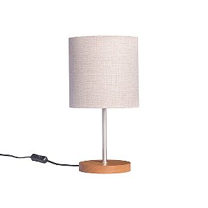 Abajur de Mesa Madelustre Slim Cilíndrico Ø20x38cm Linho Madeira Metal E27 3350