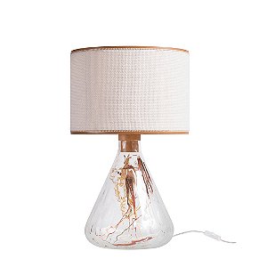 Abajur de Mesa Madelustre Vetro Lais Ø42x25cm Tela Sintética Castanho Cristal Martelado E27 3156CM-87