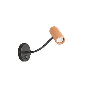 Arandela Haste Flexível Madelustre Point MR11 GU10 Mini Dicróica Madeira Castanho Imbuia ou Preto 3249