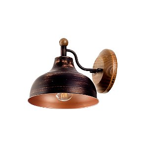 Arandela Madelustre Brooklyn 21cm Preto e Dourado Madeira Castanho 2875PC