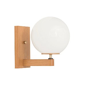 Arandela Madelustre Milky Bella Ø20cm Esfera Leitosa Madeira Castanho ou Preto E27