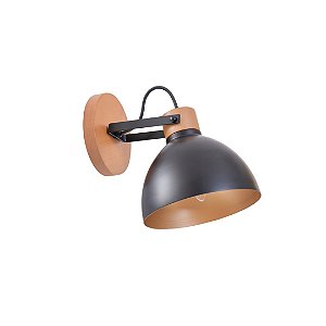 Arandela Madelustre Viena 20x22cm Madeira Castanho Preto e Dourado 3089
