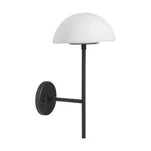 Arandela Tocheiro Cogumelo Madelustre Fiori Ø20 Preto com Esfera Leitosa G9 3232PT