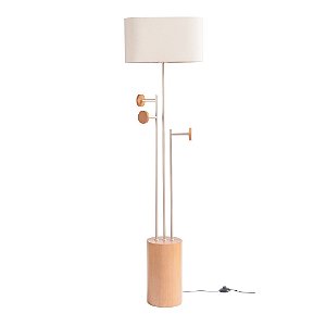 Coluna Cabideiro Madelustre Ø46x167cm Square MDF Champagne E27 Castanho