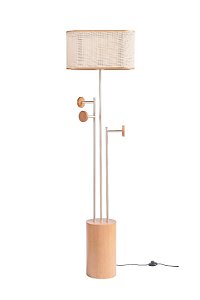 Coluna Cabideiro Madelustre Ø46x167cm Tela Sintética Champagne E27 Castanho 3276CT