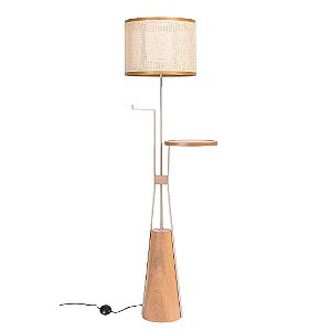 Coluna com Mesa Madelustre Nature Ø32x170cm Tela Sintética E27 Castanho 3277CT