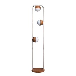 Coluna Luminária de Piso Madelustre Sintonia 3 Lâmpadas Ø15cm Madeira Castanho ou Preto G9 3223