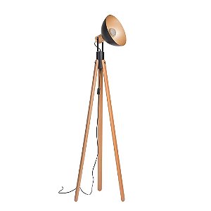 Coluna Tripé Madelustre Viena Ø30x165cm Castanho Preto e Dourado E27 3203CT
