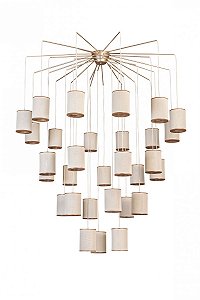 Lustre Madelustre Apollo Nature Ø160cm Tela Sintética 30xE27 Castanho Dourado 3336