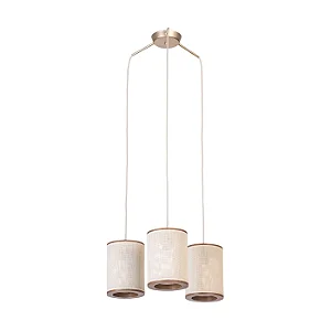 Lustre Madelustre Apollo Nature Ø45cm Tela Sintética 3xE27 Castanho Dourado 3332